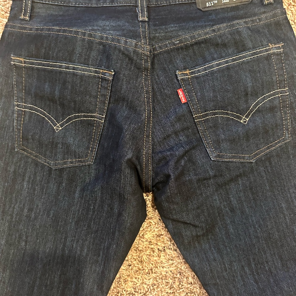 Levi's 511 Denim Slim Fit Boys Dark Blue Jeans Size 14 Reg 27/27 Be School Ready